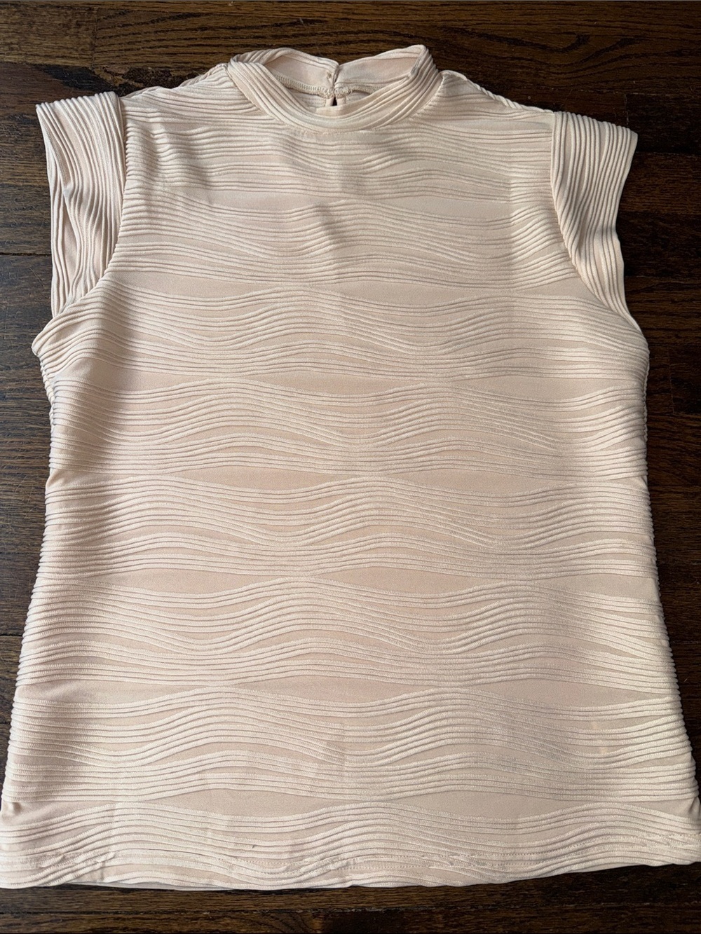 Sleeveless Textured High-NeckTop in Light Blush